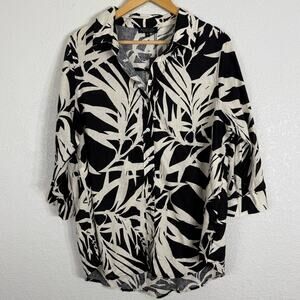 NWT Rachel Zoe Linen Blend Tropical Floral Print Blouse Casual Vacation Spring